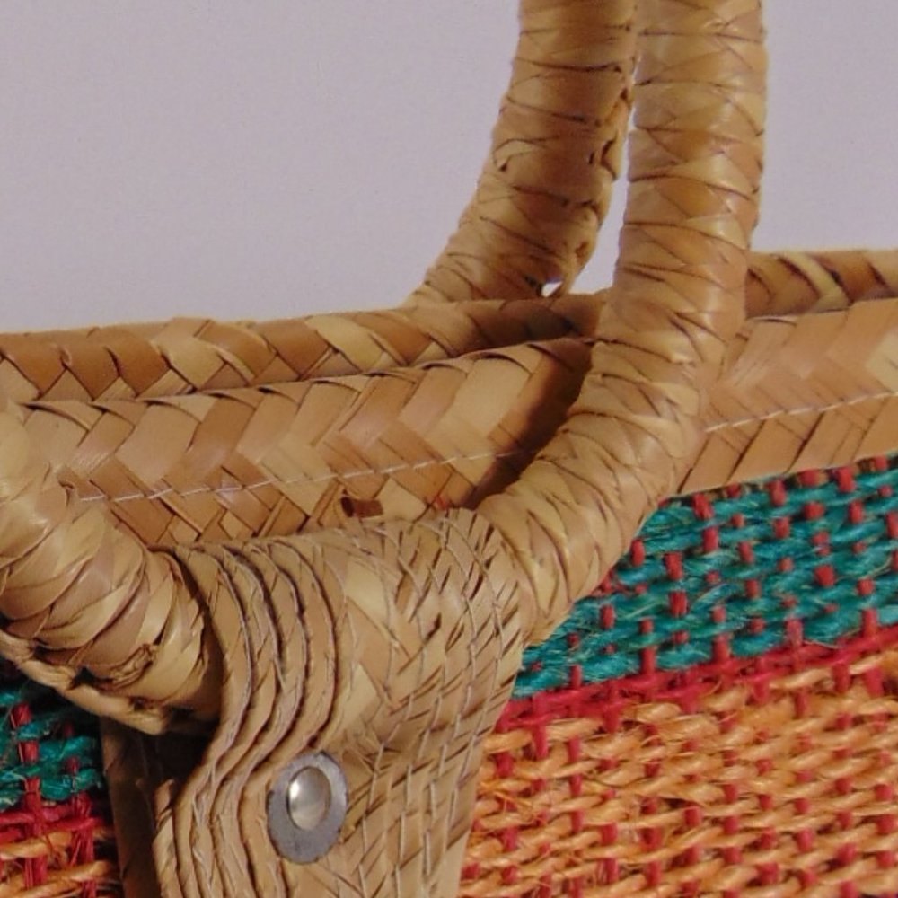 Retro Multi-Colored, Striped Pattern Woven Tote W… - image 3